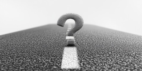 A striking medium-close-up of a monochrome asphalt road marked by a solitary white stripe. Its surface, crafted from intricately arranged, jagged stones, creates a captivating diagonal mosaic