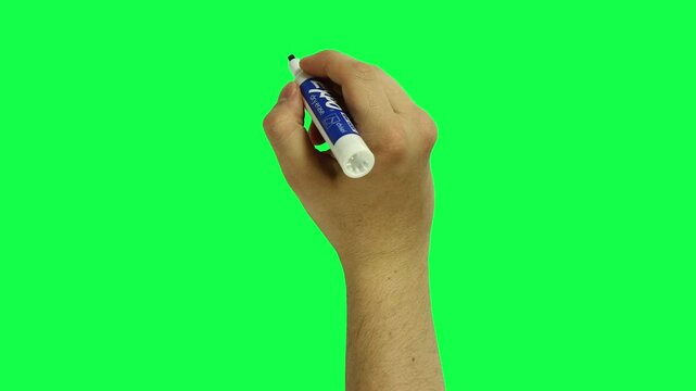 Hand writing  with a pen or marker on a green background. Concept of education, learning, taking notes, drawing, announcement, presentation, whiteboard animation, hand drawn, ideas, design, art.