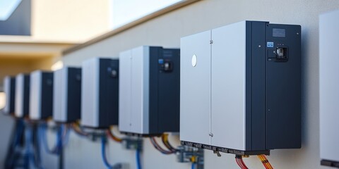 Efficient solar power inverter installation in a large grid system for sustainable energy solutions.