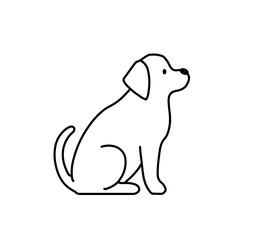 Linear sitting  dog icon. Side view