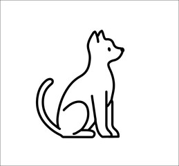 Linear sitting  cat icon. Side view