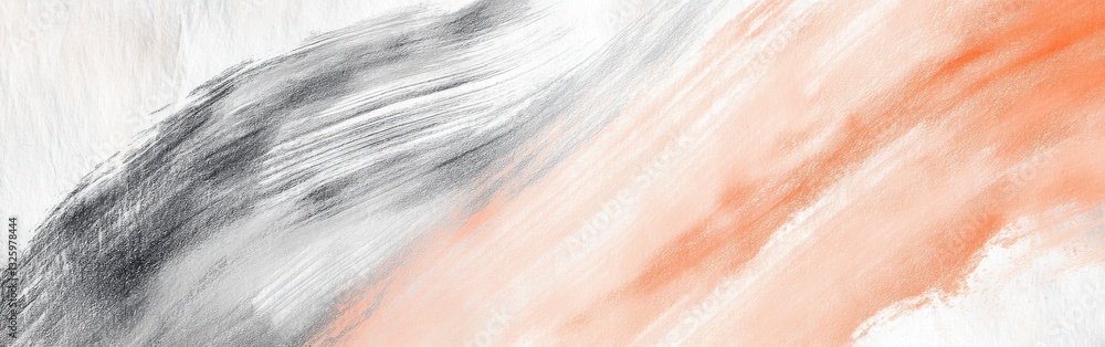 Poster soft pencil strokes create a translucent abstract design with gentle hues of gray and orange on a li