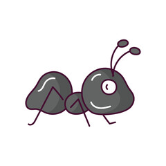 Ant doodle color line icon with white background vector stock illustration
