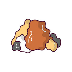 Rock doodle color line icon with white background vector stock illustration