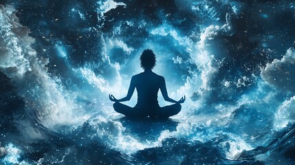 Person meditating in a storm symbolizing inner peace and resilience in tough times