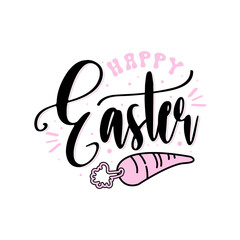 Hand written Easter phrases Greeting card templates with Easter eggs isolated on white background Happy easter lettering calligraphy style