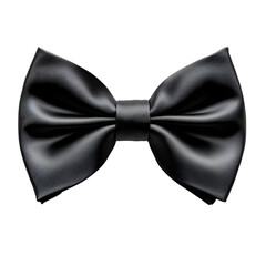 Elegant Black Bow Tie Isolated on Black Background Fashion Accessory silk dark style groom satin    