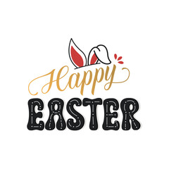 Happy Easter Concept with colorful eggs and stylish text