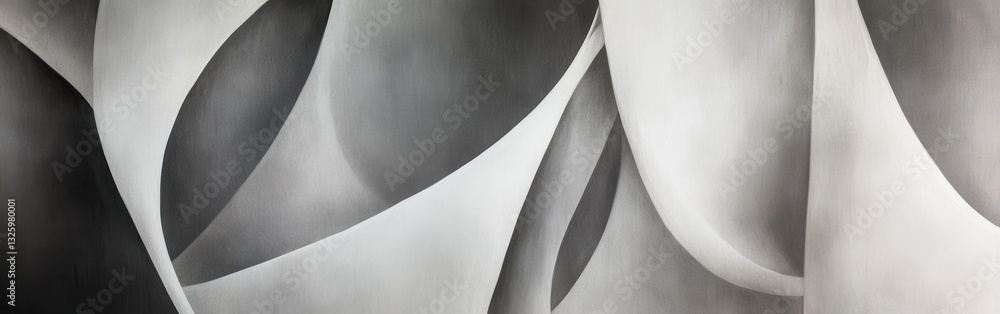 Poster monochromatic art piece featuring soft gray textures and flowing shapes in a minimalistic style