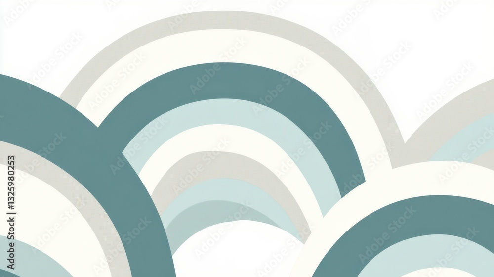 Aufkleber Pastel gray and teal arcs blend seamlessly in a modern abstract design showcasing soft colors and smooth transitions