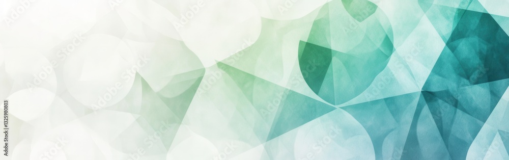Poster overlapping translucent geometric patterns create a serene visual experience in soothing colors and 