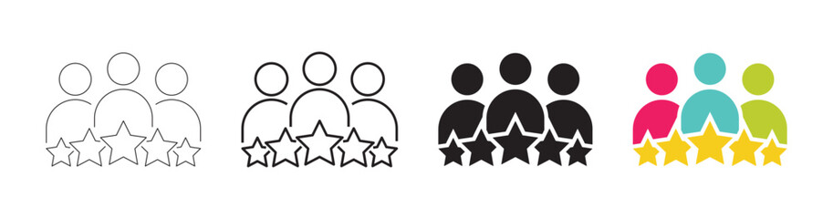 set of business client line icon in flat style