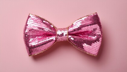 pink sequin bow tie on pastel background