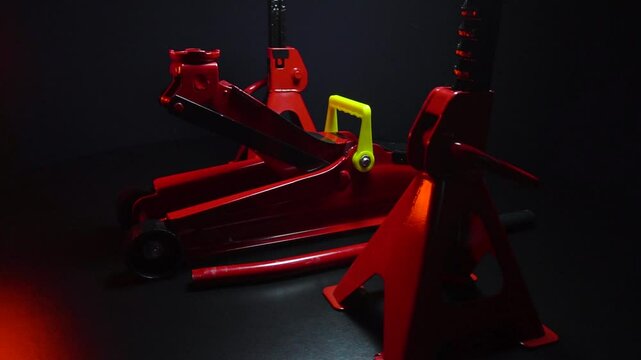 tuned new parts jack with stands red for lifting and repairing sports cars drift rally drag racing