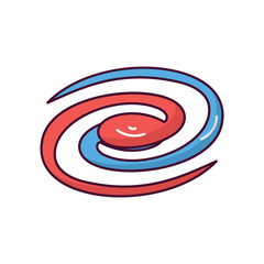 Galaxy doodle color line icon with white background vector stock illustration