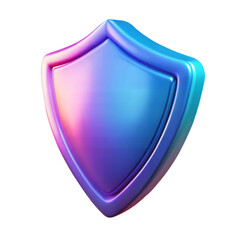 3D Vibrant Gradient Shield Icon for Security and Protection isolated on transparent background