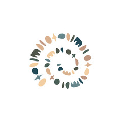 Pebbles with quartz lines made into a spiral, Wellness and Spiritual Logo Design Vector