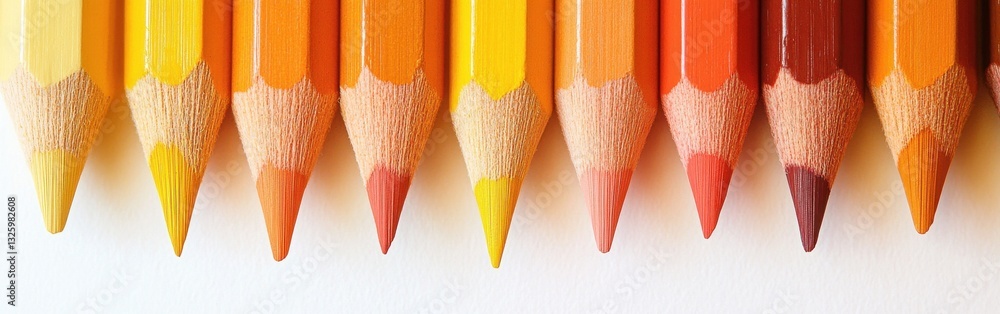 Poster gradient pencil strokes create a vibrant display of colors in a well-arranged setup