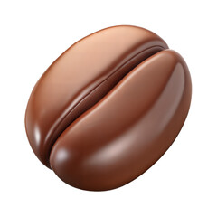 3D coffee bean isolated on transparent background