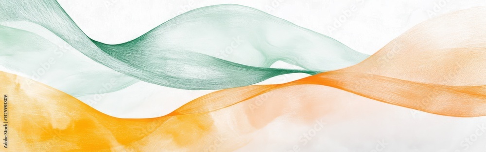 Aufkleber Elegant composition of curved pencil strokes in soft colors creating a flowing artistic representation