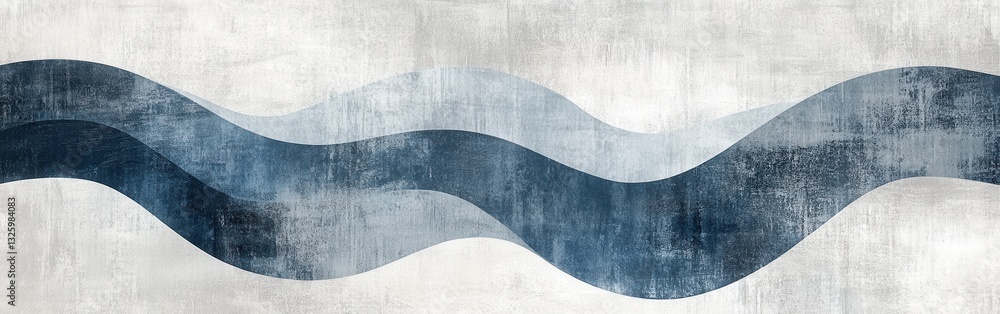 Aufkleber Elegant blue arcs create a soothing abstract design against a subtle textured background in muted tones