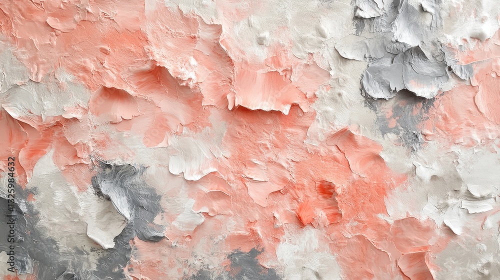 Aufkleber Elegant coral and gray textures with jagged blotches create a striking visual composition in an abstract design