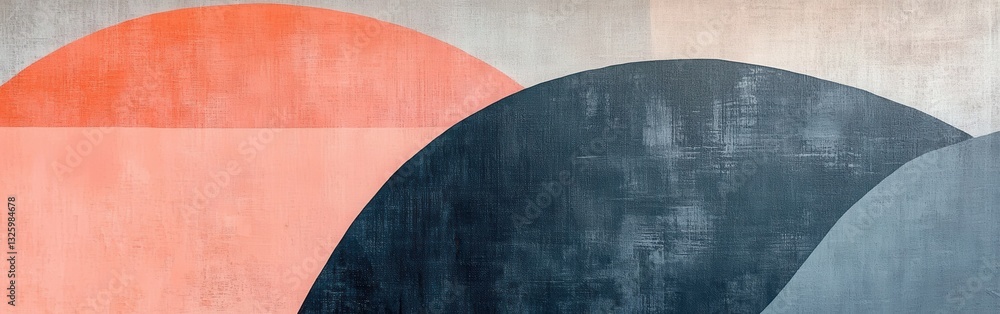 Leinwandbilder Elegant coral and gray abstract shapes create a harmonious blend on a textured background