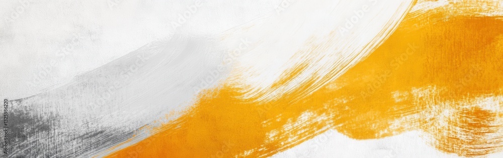 Fototapete bold brush strokes create dynamic texture on an abstract white background with vibrant yellow tones