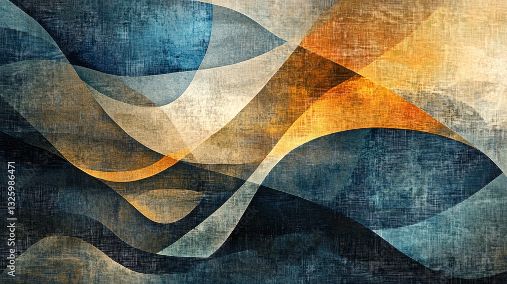 Aufkleber abstract arrangement of pencil strokes creating dynamic shapes in blue and orange tones