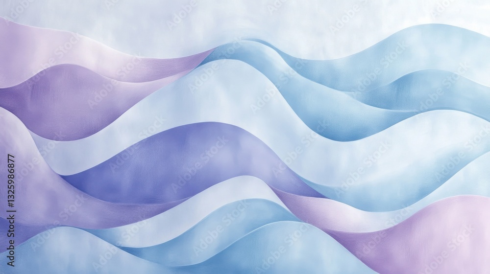 Aufkleber Abstract design with soft pencil strokes creating flowing waves of purple and blue tones in an elegant composition