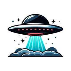 Isolated sci-fi vector illustration of a UFO spacecraft on a white background.