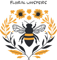 Floral Bee Illustration