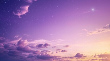 Fototapeta premium Sunset cloudy sky background with thick, fluffy clouds in varying shades of purple, pink and white