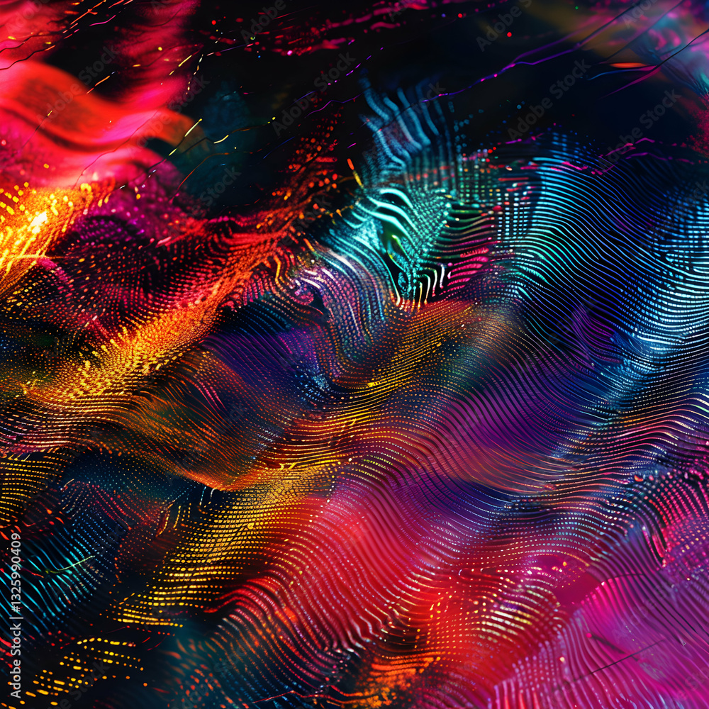 Poster a mesmerizing abstract composition filled with energetic neon streaks and a high-speed motion effect