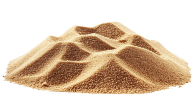 Natural sand pile shows texture and fine grains in bright light
