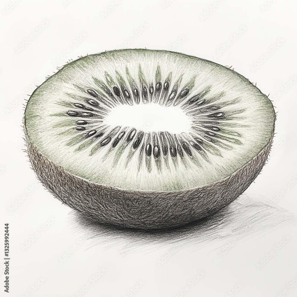 Aufkleber sliced kiwi fruit displaying vibrant green flesh and tiny black seeds on a smooth surface