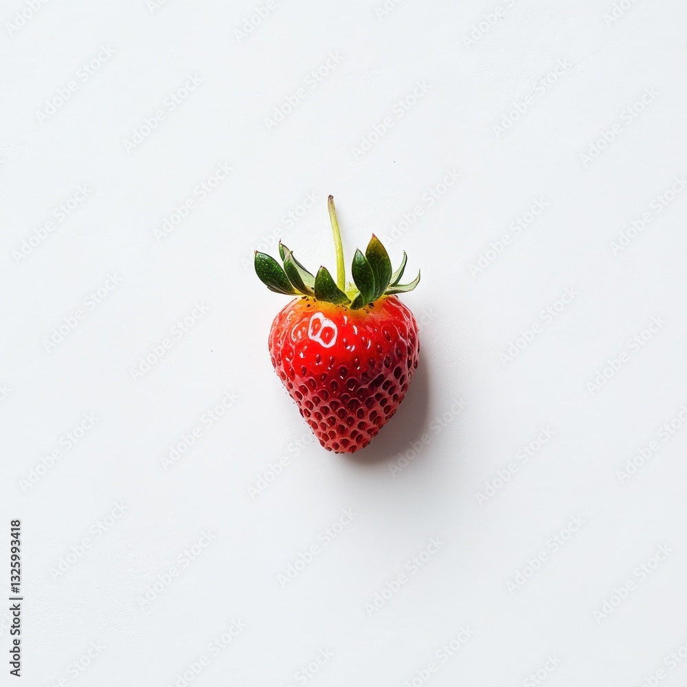Poster fresh red strawberry placed on a light background showcasing its vibrant color and natural texture