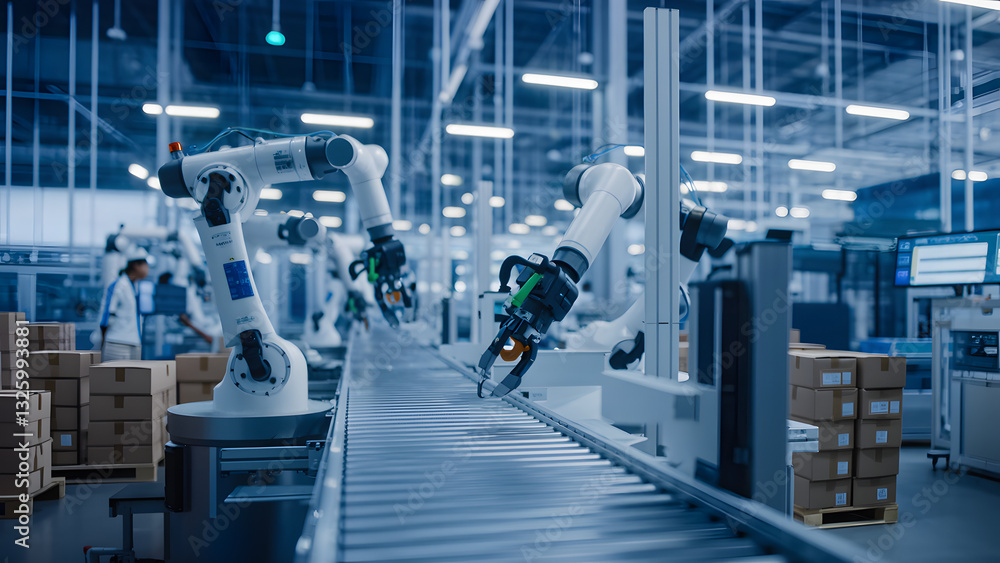 Poster automated assembly line revolutionizing manufacturing in china industrial robotics modern factory hi