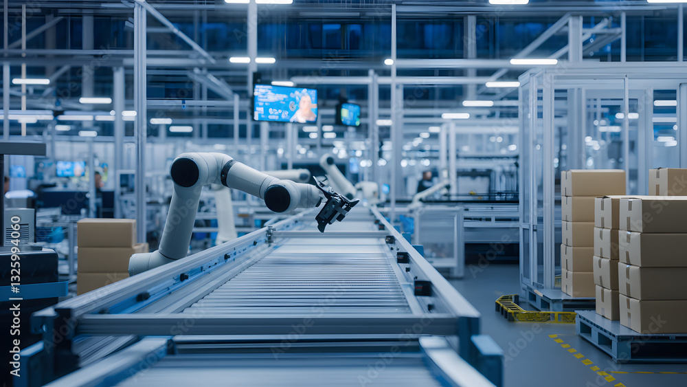Poster advanced automation in a modern factory in china robotics at work in a high-tech environment