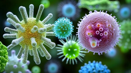 Obraz premium Colorful Photomicrograph of Microbes