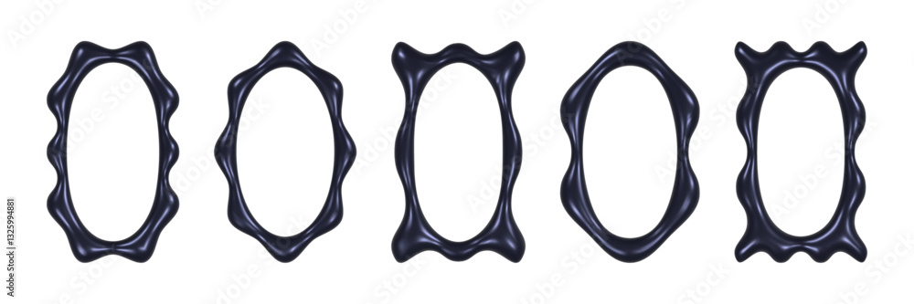 Poster wavy 3d frames display creative designs for art and digital projects in a minimalist style showcasin