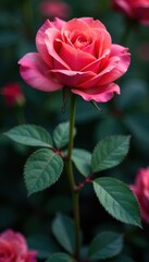 Vibrant rose held gently, surrounded by blooms , summer, romantic, photography