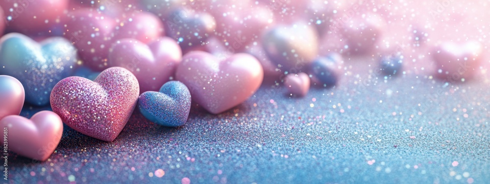 Aufkleber a soft and enchanting display of shimmering hearts surrounded by sparkles in a dreamy atmosphere