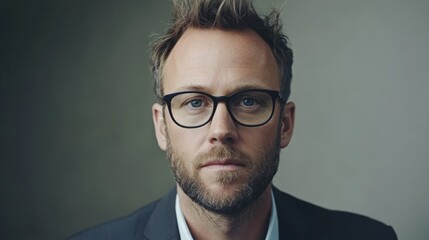 Professional Male Portrait with Glasses in Studio Setting
