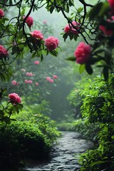 flowers in the water, Generative AI	