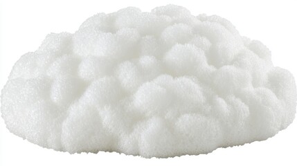 A fluffy, white cloud-like object resting on a flat surface, creating a serene and soft ambiance