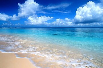 Obraz premium tropical beach with blue sky, Generative AI 