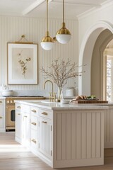 High-End Kitchen Interior with Fluted Cabinetry and Elegant Finishes