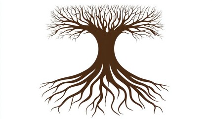 Obraz premium A stylized tree with intricate branches and roots, symbolizing growth and connection to nature