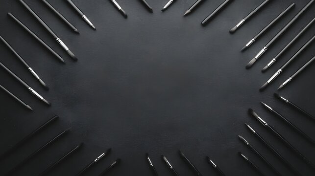 A circular arrangement of sharp objects on a dark background, creating a striking, symmetrical design.